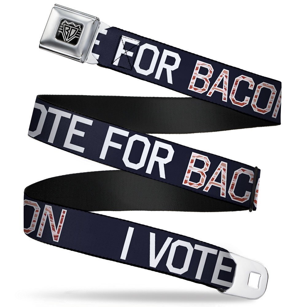 9916 Seatbelt Belt - VOTE FOR BACON Black/White/Bacon - 1.0" Wide - 20-36